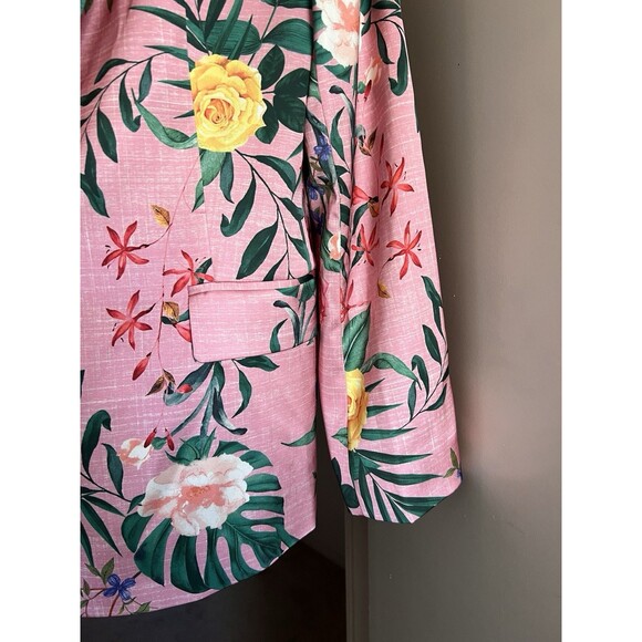 Rachel Zoe Pink Rose Floral Blazer Jacket Single Button Lined Womens Large NWOT - Picture 4 of 12